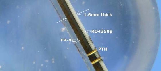 Hybride PCB auf RO4350B und FR4, RT Duroid 5880 Materialien