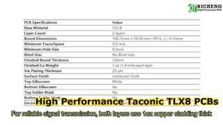 2-lagige Leiterplatte, aufgebaut auf 60 mil Taconic TLX-8 mit Immersionsgold